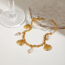 Load image into Gallery viewer, 18K gold stainless steel conch shell pendant bracelet