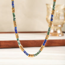 Load image into Gallery viewer, A hand-beaded necklace made of colored natural stone