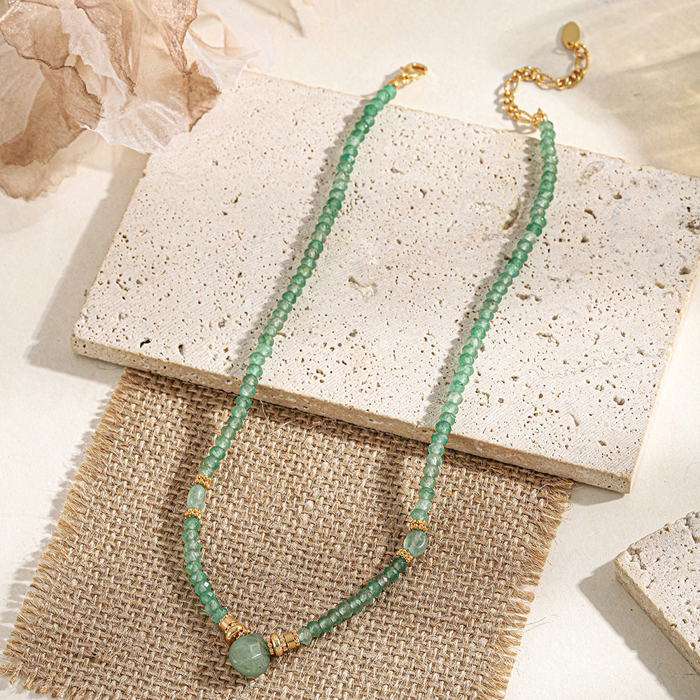Green Dongling Natural stone handcrafted beaded necklace