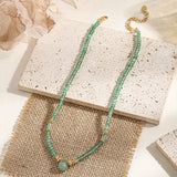 Green Dongling Natural stone handcrafted beaded necklace