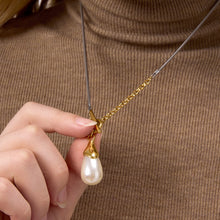 Load image into Gallery viewer, Stainless steel pearl sweater chain necklace