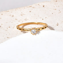Load image into Gallery viewer, 18K copper gold-plated slightly set zircon ring
