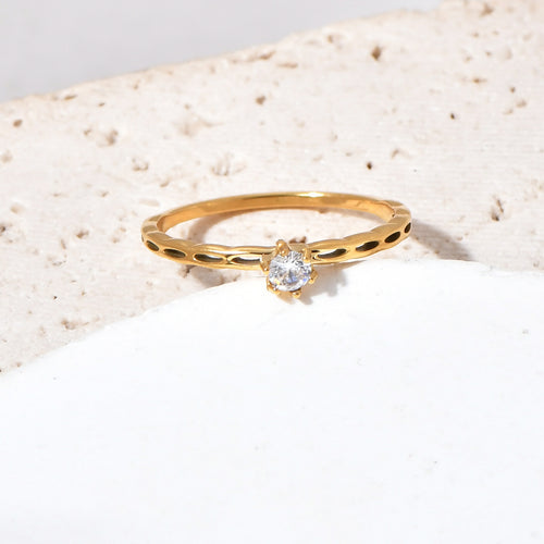 18K copper gold-plated slightly set zircon ring