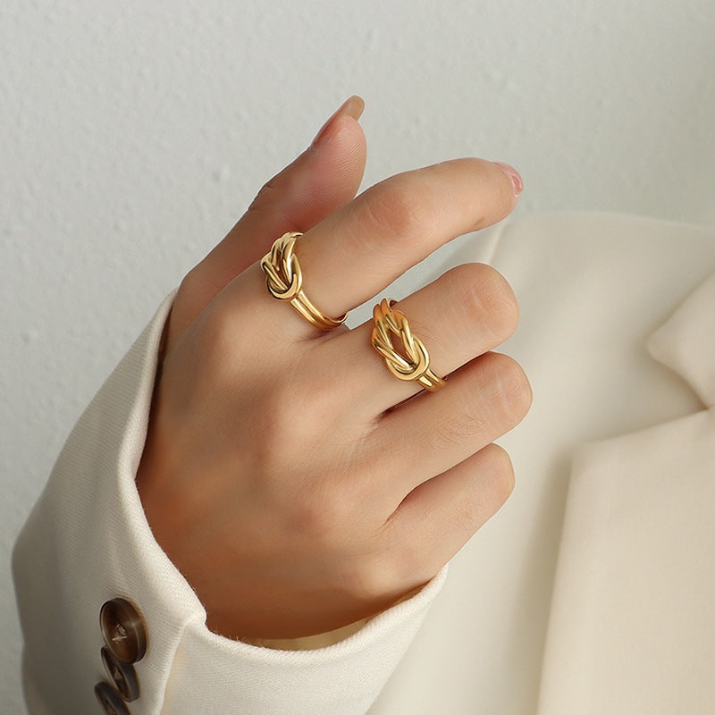 18K gold stainless steel lucky knot open ring
