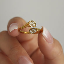 Load image into Gallery viewer, Stainless steel gold-plated irregular zirconium-encrusted open ring