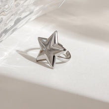 Load image into Gallery viewer, Stainless steel five-pointed star smooth open ring