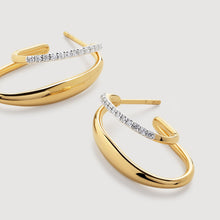 Load image into Gallery viewer, Stainless steel zirconium-encrusted C-shaped earrings