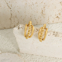 Load image into Gallery viewer, Stainless steel double-layer plain loop twisted chain earrings