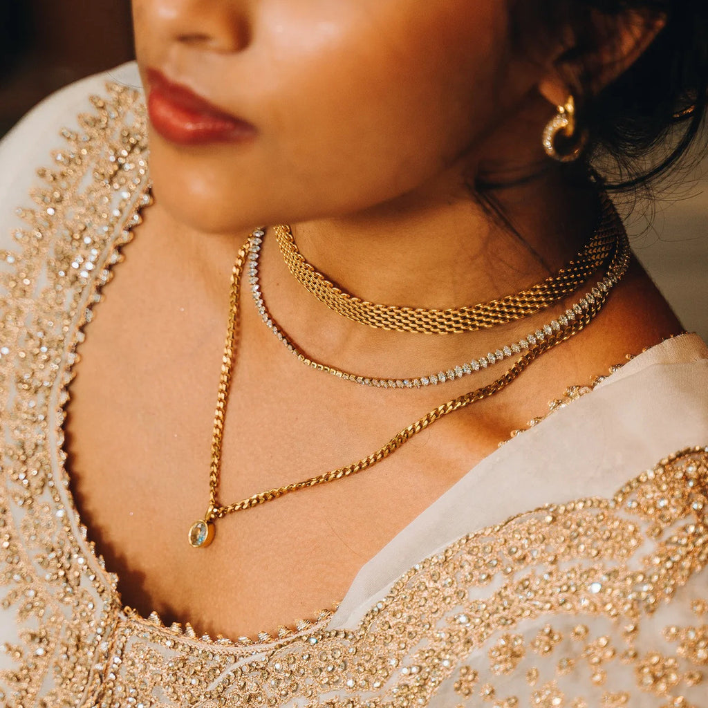 Stainless steel flat chain necklace