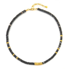 Load image into Gallery viewer, Natural stone lapis lazuli frisbee beaded necklace