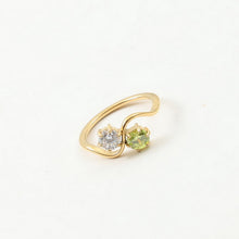 Load image into Gallery viewer, White zircon and green zircon double-piece ring