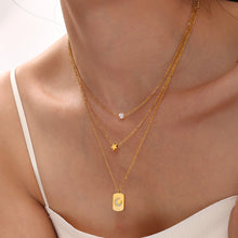 Load image into Gallery viewer, Stainless steel 18K gold star-shaped beaded multi-layer necklace