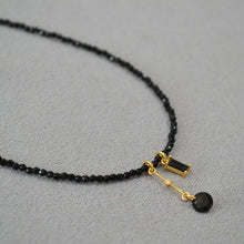 Load image into Gallery viewer, Black spinel beaded pendant necklace