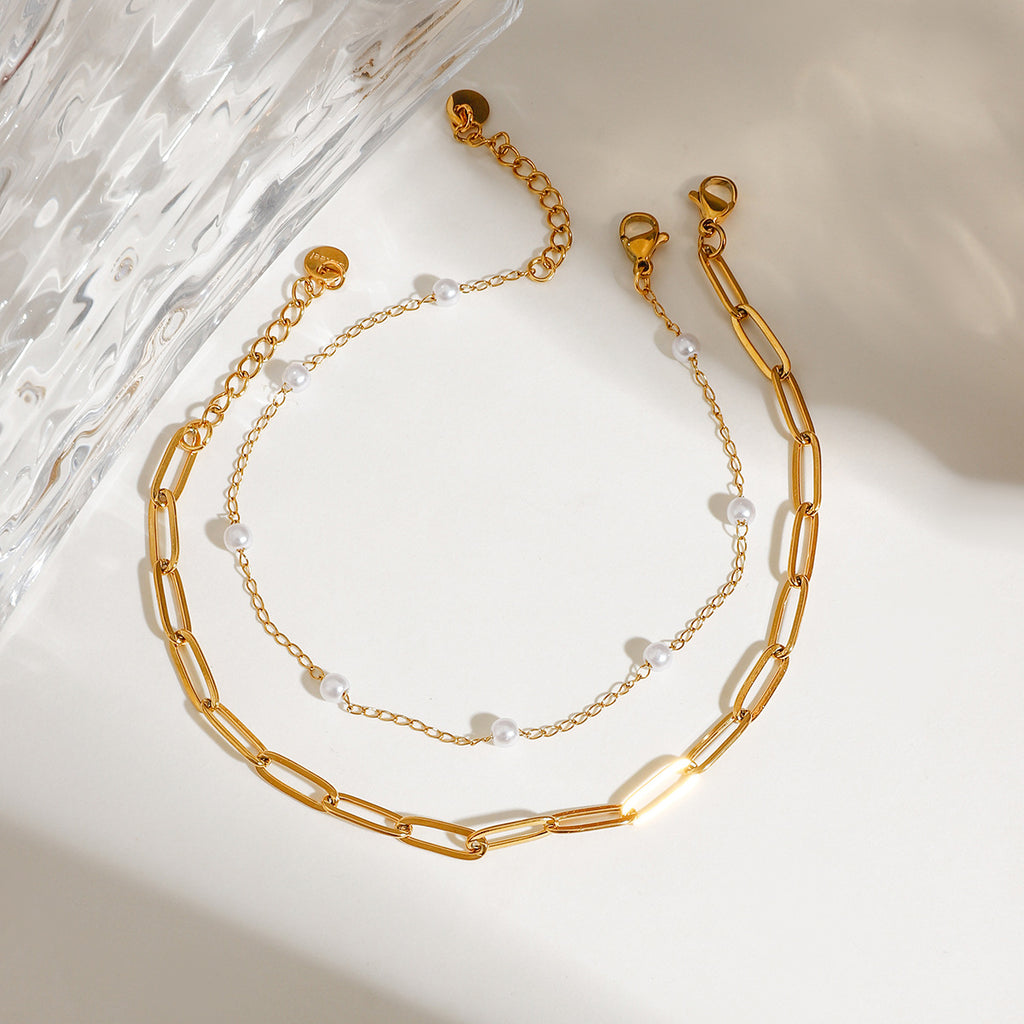 Stainless steel double-layer anklets