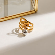 Load image into Gallery viewer, A stainless steel, gold and silver dual-color, multi-layer steel ball open ring