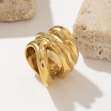 Load image into Gallery viewer, 18K gold multi-layer cross-perforated ring