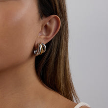 Load image into Gallery viewer, Stainless steel gold and silver color-matched C-shaped earrings