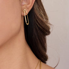 Load image into Gallery viewer, Stainless steel inlaid rhinestone paperclip earrings and stud earrings