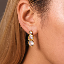 Load image into Gallery viewer, Stainless steel 18K gold drop earrings set with zirconium