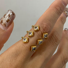Load image into Gallery viewer, Stainless steel ring with zirconium wide edge