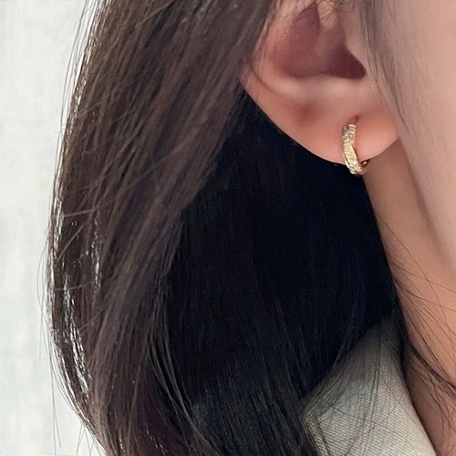 18K gold copper micro-inlaid zircon earring earrings