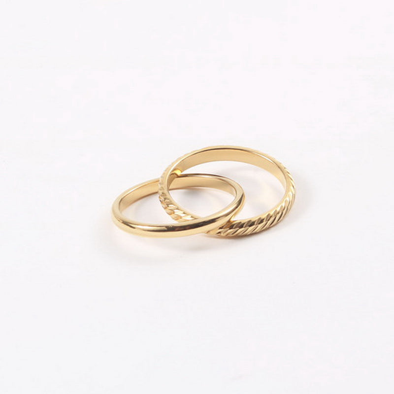 One stainless steel double-ring wound ring