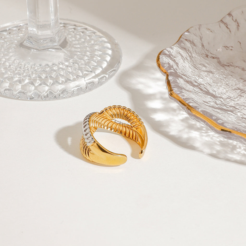 18K gold stainless steel cross-threaded opening color-matching ring