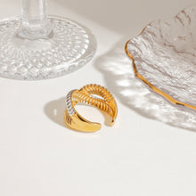 Load image into Gallery viewer, 18K gold stainless steel cross-threaded opening color-matching ring