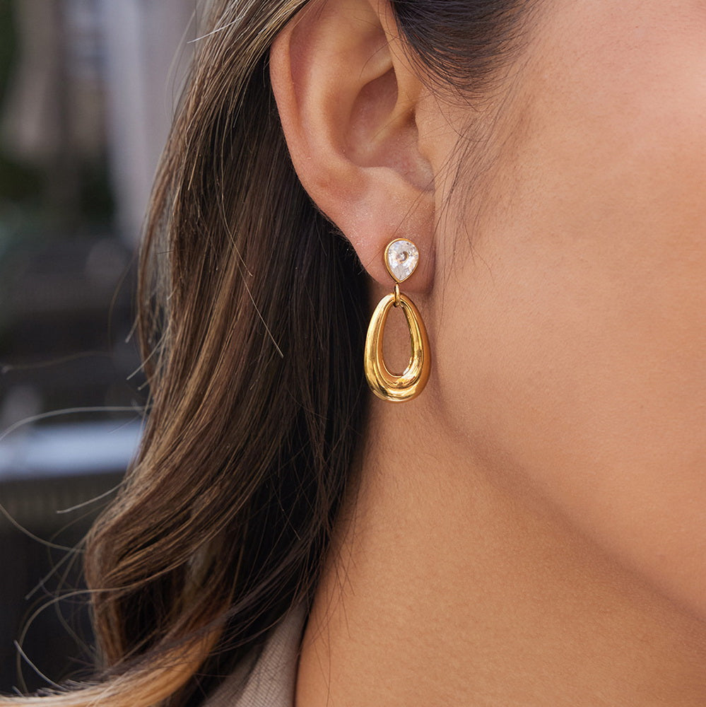 18k gold stainless steel zircon earrings