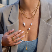 Load image into Gallery viewer, Imitation pearl stainless steel chain pendant necklace sweater chain