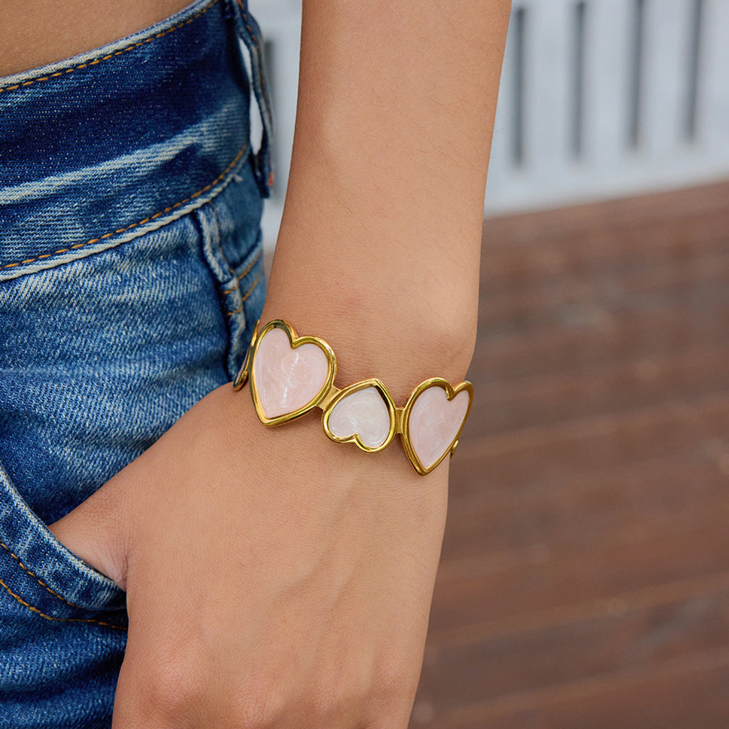 Stainless steel oil-dripping heart bracelet