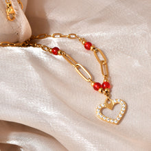 Load image into Gallery viewer, 18K gold stainless steel chain spliced heart-shaped pendant necklace