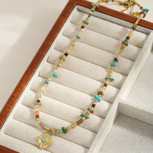 Load image into Gallery viewer, Natural turquoise colored crushed stone beaded necklace