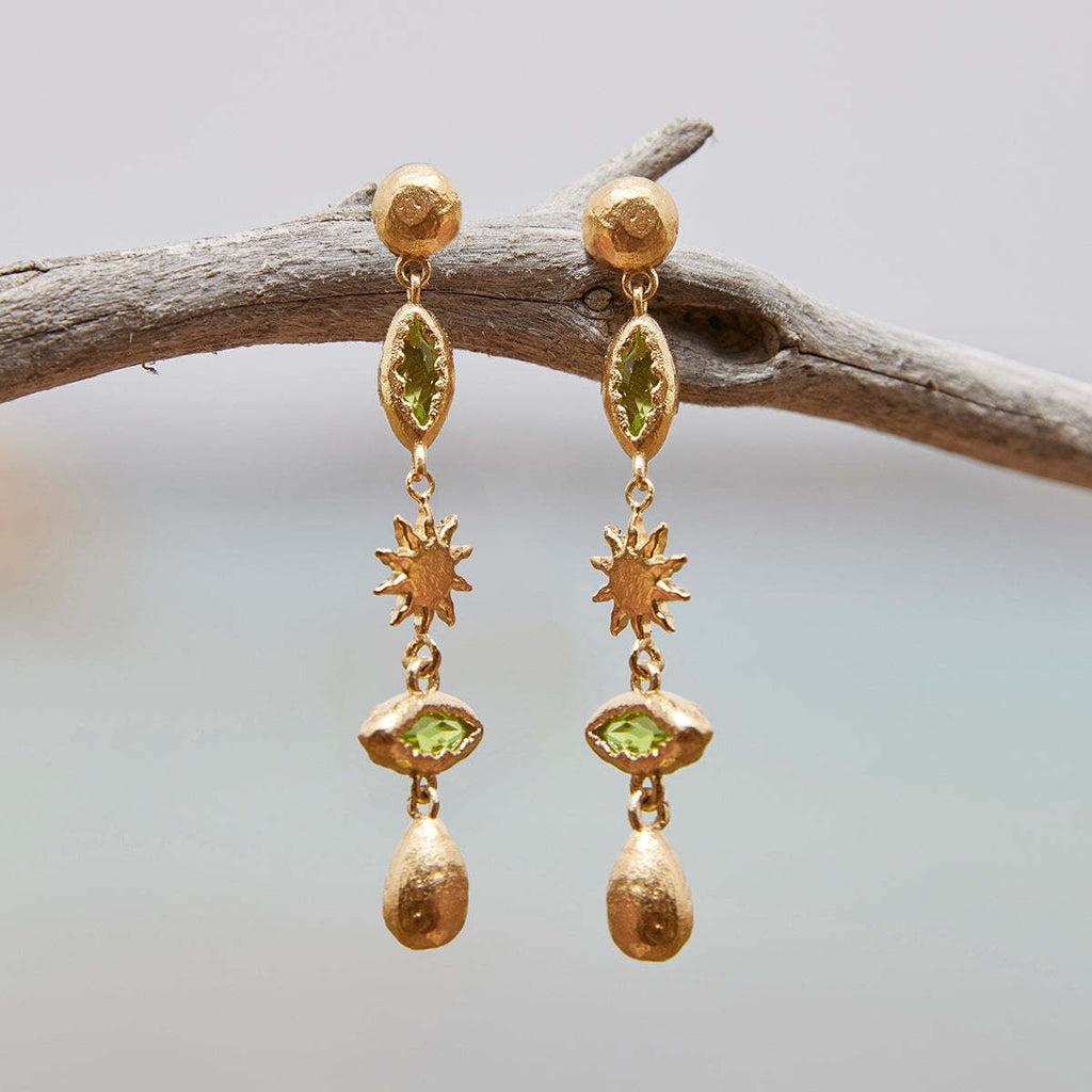Stainless steel water drop sunflower zircon earrings