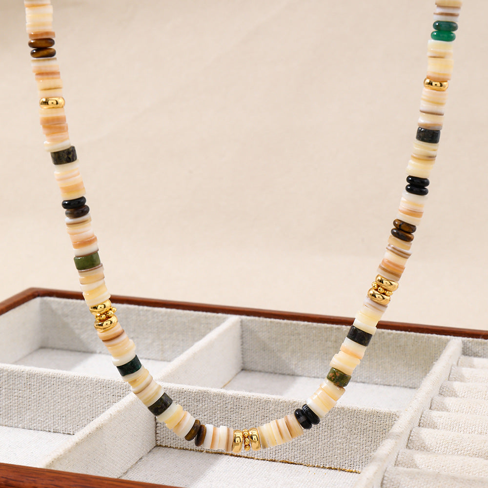 Natural stone colored beaded necklace