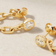 Load image into Gallery viewer, 18K gold stainless steel chain zircon earrings