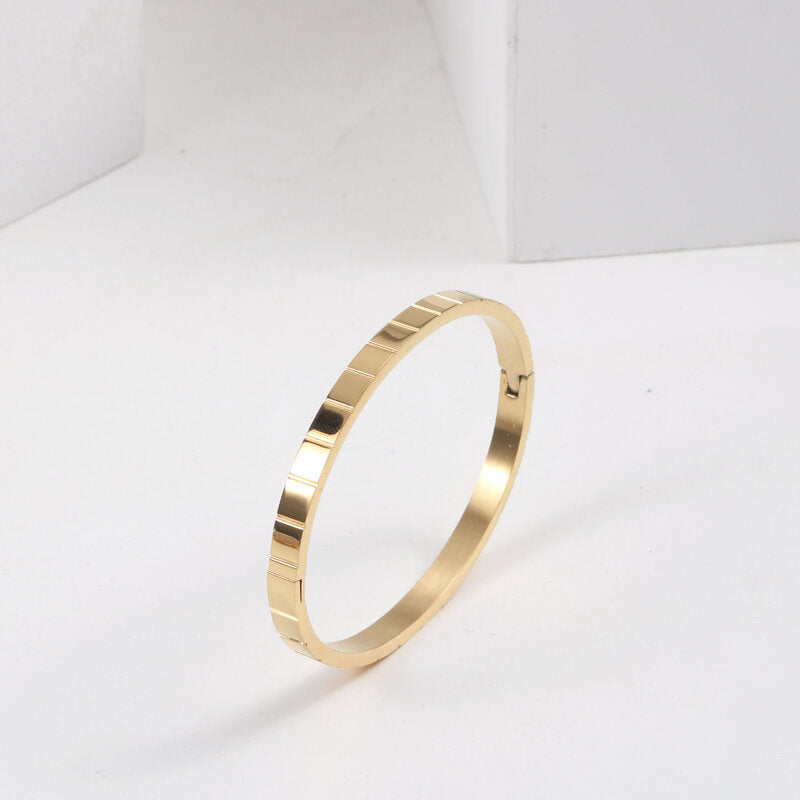18K gold stainless steel checkered bracelet