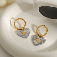 Load image into Gallery viewer, Stainless steel two-color heart-shaped pendant ear ring earrings