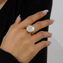 Load image into Gallery viewer, Stainless steel white beaded ring