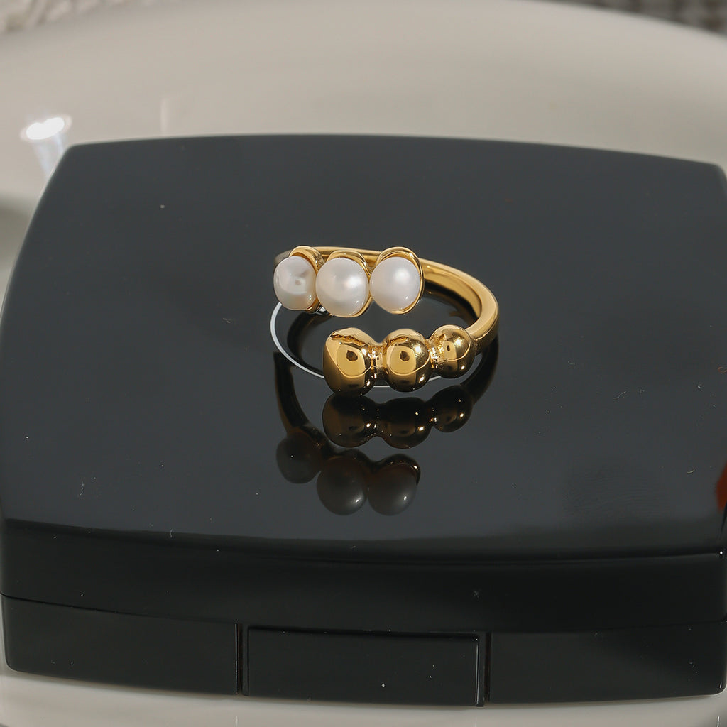Stainless steel freshwater pearl ring