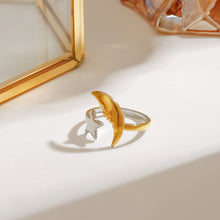 Load image into Gallery viewer, 18K gold multicolored star and moon opening ring