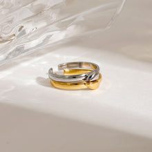 Load image into Gallery viewer, Stainless steel gold and silver color-matched heart-shaped opening ring