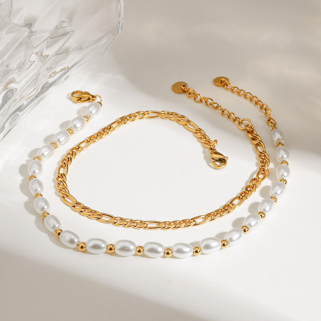 Stainless steel double-layer anklets