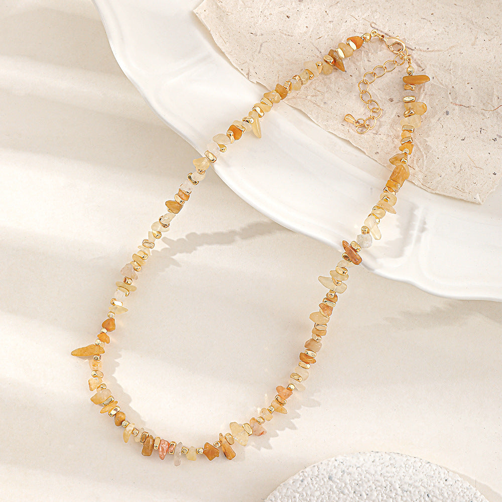 Irregular natural stone beaded necklace