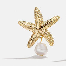 Load image into Gallery viewer, Stainless steel starfish pearl earrings