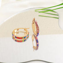 Load image into Gallery viewer, 18K real gold electroplated stainless steel earrings with zirconium ear buckles