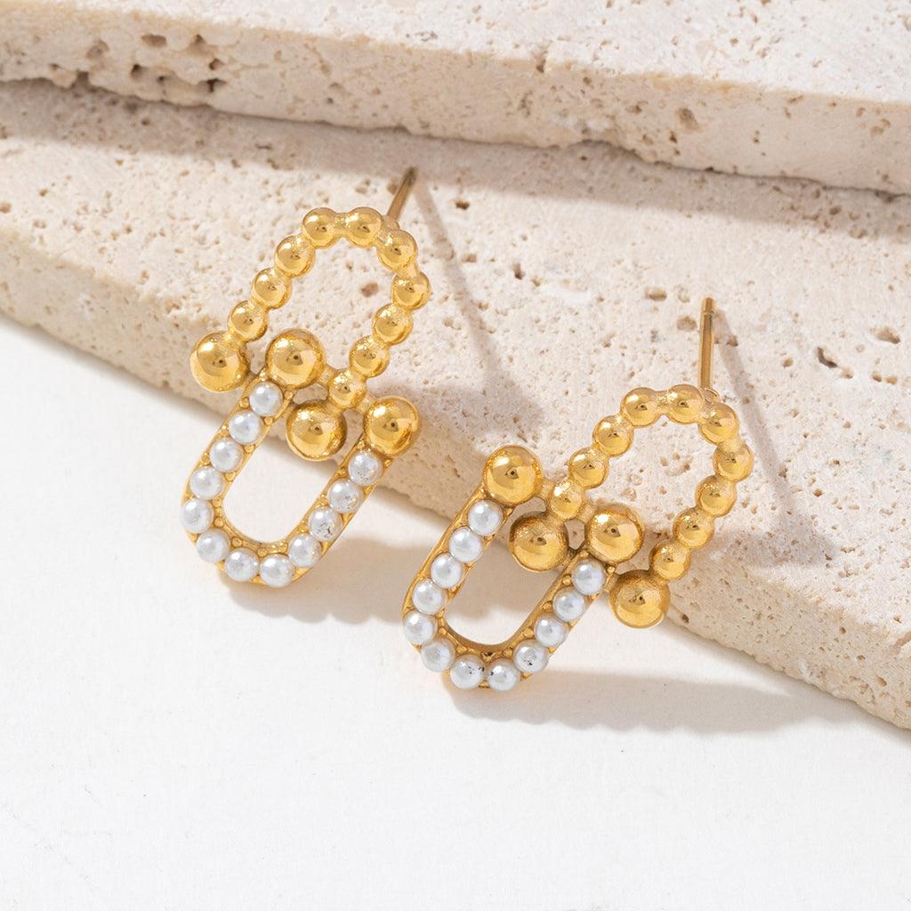 Golden stainless steel paperclip earrings