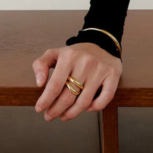 Load image into Gallery viewer, 18K gold stainless steel double-layer arc-shaped special-shaped ring