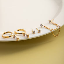 Load image into Gallery viewer, A 5-piece set of gold stainless steel zircon earrings