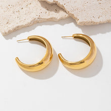 Load image into Gallery viewer, 18K gold stainless steel smooth C-shaped earrings